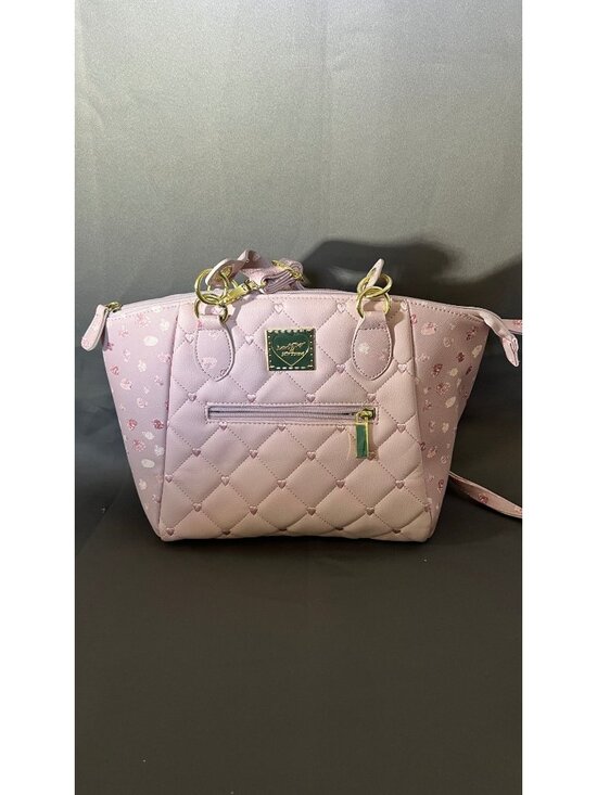 Luv Betsey By Betsey Johnson Handbags - Luv Betsey By Betsey Johnson Pink Quilted Heart Tote With Gold Accents & Floral